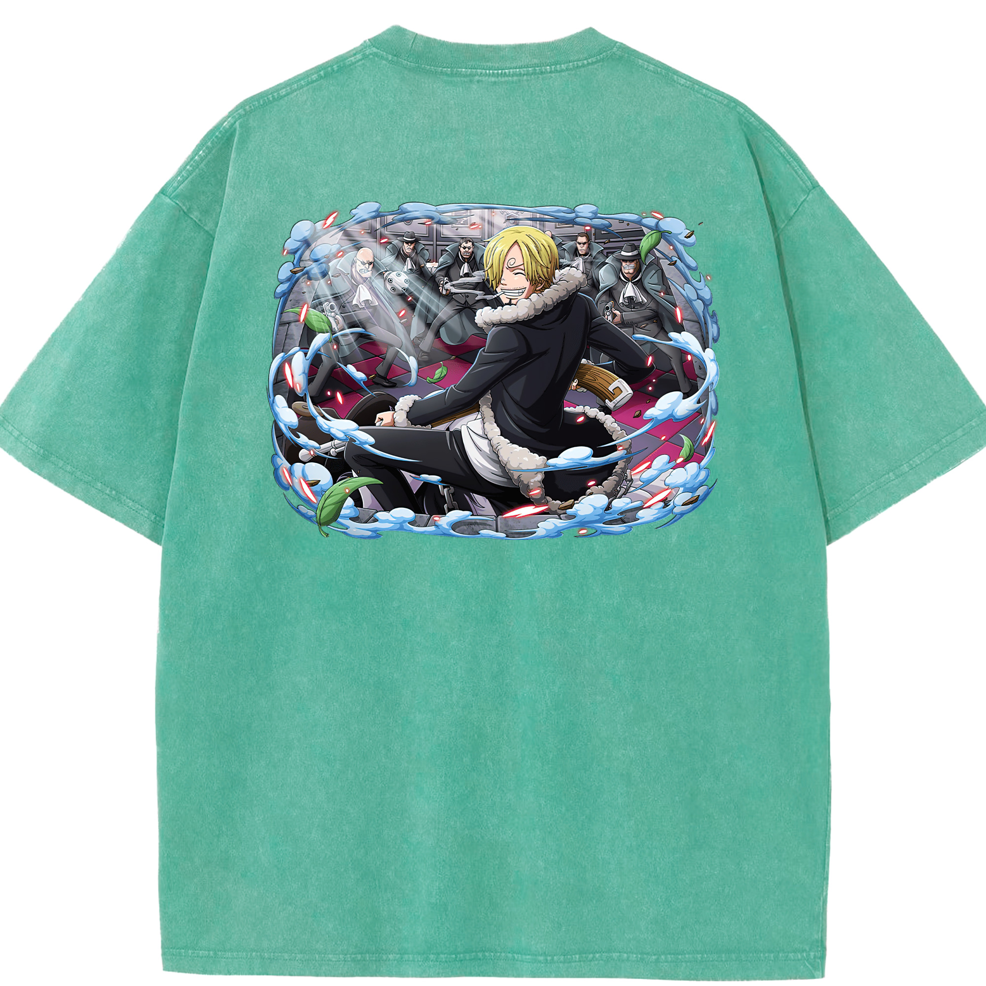ワンピース サンジ ONE PIECE Sanji 綿100% ヴィンテージ風 半袖Tシャツ（背面プリント）